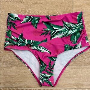 Tropical Pink High-Waisted Bikini Bottom